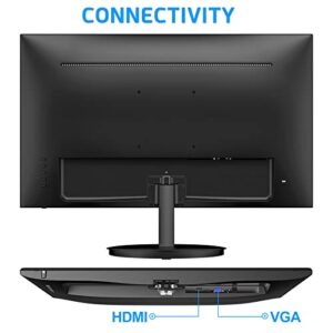 Norcent 24 Inch Computer Frameless Monitor, 75Hz Full HD 1920 x 1080P IPS LED Display, HDMI VGA Port, 178 Degree Viewing Angle Blue Light Filter Function, 100x100mm VESA Mountable, MN24-H