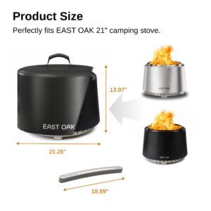 EAST OAK Pan Stove 21 Inch Fire Pit, Chisel Steel & 21 Inch Pan Stove Fire Pit Cover, 21.26" Dia X 13.97" H, Black