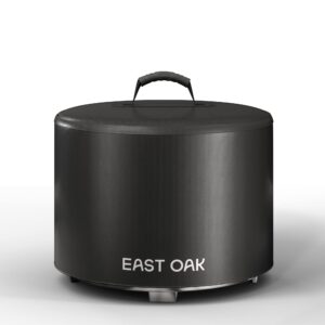 EAST OAK Pan Stove 21 Inch Fire Pit, Chisel Steel & 21 Inch Pan Stove Fire Pit Cover, 21.26" Dia X 13.97" H, Black