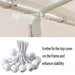 Rutile 12'x20' Carport Replacement Top Canopy Cover for Car Garage Shelter Tent Party Tent with Ball Bungees White (Only Top Cover, Frame is not Included)