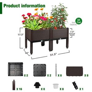 Raised Garden Bed with Legs Planters for Large planters Outdoor Plants Elevated Plastic Garden Planter Boxes Plant pots for Patio Backyard Porch Deck to Planting Flowers Vegetables and Herbs