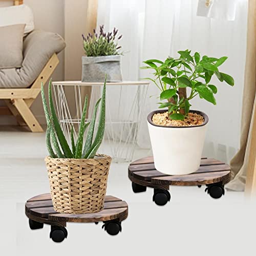 Flower Pot Large Planter with Stand,Base Display Elegant Flower Pot Holder Garden with Wheels Home Decor Planter Bonsai Holder