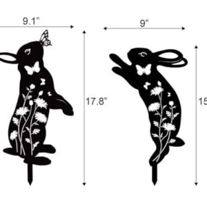 Doesen Metal Bunny Garden Decor, 17" Rabbit Yard Decor, Metal Yard Art Animals Garden Stakes Rabbit Silhouette, Rabbit Yard Decorations Outdoor, Bunny Garden Art for Flowerbeds Planters Patios Lawn