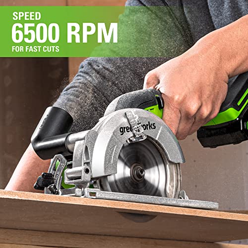 Greenworks 24V Brushless 4-1/2" Compact Circular Saw (6,500 RPM), 2.0Ah Battery and Compact Charger Included