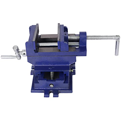 Cross Slide Vise, 4-Inch Drill Press Metal Milling 2 Way X-Y Heavy Benchtop Clamp Machine, for Wood Working, Blue