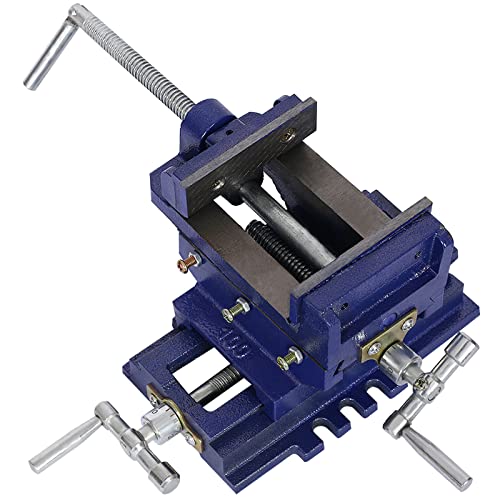 Cross Slide Vise, 4-Inch Drill Press Metal Milling 2 Way X-Y Heavy Benchtop Clamp Machine, for Wood Working, Blue