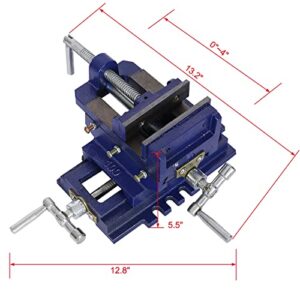 Cross Slide Vise, 4-Inch Drill Press Metal Milling 2 Way X-Y Heavy Benchtop Clamp Machine, for Wood Working, Blue