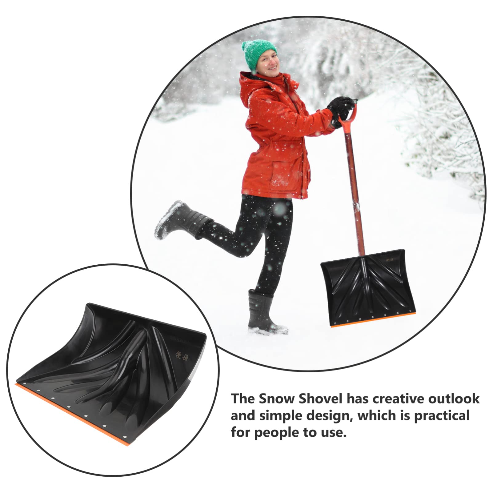 Happyyami Snow Shovel Plastic Heavy Duty Gardening Shovel Head Snow Shovel Head Replacement Portable Snow Remover Firefighting Shovel for Car Driveway House