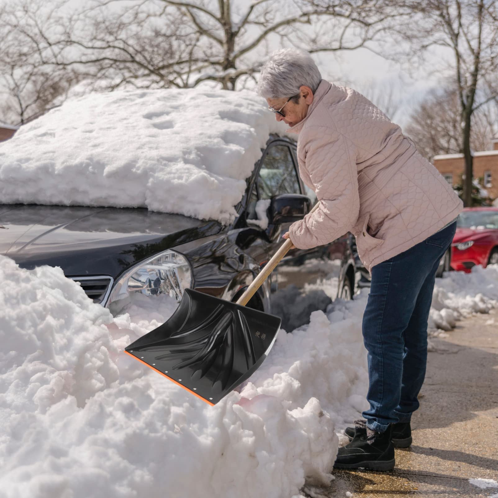 Happyyami Snow Shovel Plastic Heavy Duty Gardening Shovel Head Snow Shovel Head Replacement Portable Snow Remover Firefighting Shovel for Car Driveway House