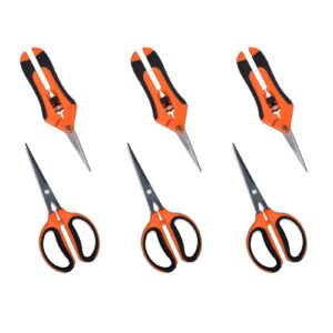 growneer 3 packs pruning shears with straight blades, 3 packs trimming scissors with non stick blades, gardening hand pruning snips with straight stainless steel precision blade