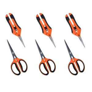 GROWNEER 3 Packs Pruning Shears with Straight Blades, 3 Packs Trimming Scissors with Non Stick Blades, Gardening Hand Pruning Snips with Straight Stainless Steel Precision Blade