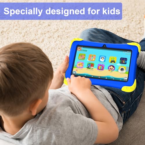 Semeakoko Tablet for Kids, Kids Tablet 7 inch Android 11 Toddler Tablet Quad Core 32GB Google Play, Kids APP Preinstalled Game Learning Education Tablet WiFi Camera Tablet with Case (Blue)