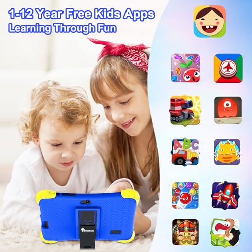 Semeakoko Tablet for Kids, Kids Tablet 7 inch Android 11 Toddler Tablet Quad Core 32GB Google Play, Kids APP Preinstalled Game Learning Education Tablet WiFi Camera Tablet with Case (Blue)