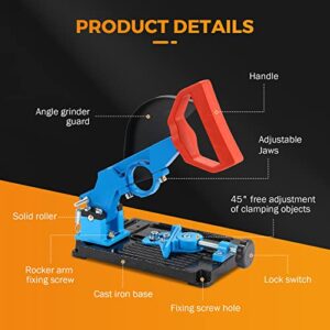 BEAMNOVA Upgraded Angle Grinder Stand,Angle Grinder Fixed Holder Conversion Cutting Machine Table,Handle Adjustable 45 Degree with Clamp Protective Cover