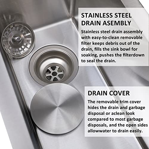 Comllen Bar Sink Undermount, 10 Inch Small Kitchen Sink, 10" x 18" Stainless Steel Wet Bar Sink, 16 Gauge Single Bowl Sink for Outdoor Prep RV Yard Laundry Utility with Drain