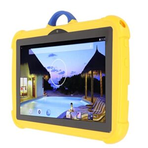 Pomya Kids Tablet,Toddler Tablet,7 Inch Kids Tablet,1GB RAM 8GB ROM, HD Eye Protection Screen Dual Camera Toddler Tablet, Kids Tablet with Stand Protective Case (Yellow)