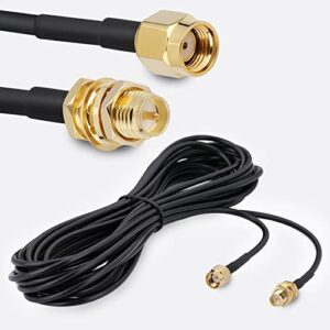 CAPChang RG174 Coaxial Cable RP SMA Antenna Extension Cable 2-Pack 6.5FTRP-SMA Male to RP-SMA Female Bulkhead Mount Connectors Low Loss Antenna Cable for WiFi Antenna WiFi Router Security IP Camera