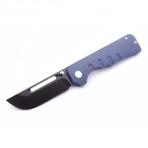 ameight knives elgar pocket folding knife 3.5" black pvd s90v blade blue anodized titanium handle am8-004bu