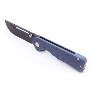 AMEIGHT KNIVES Elgar Pocket Folding Knife 3.5" Black PVD S90V Blade Blue Anodized Titanium Handle AM8-004BU