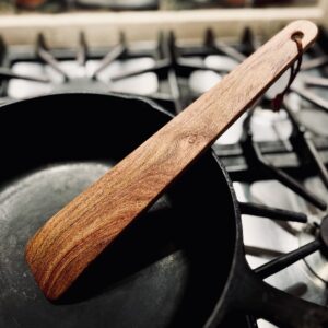 COWBOY SPATULA - Mesquite Wood TEXAS SLIM Handmade in Texas. Made in USA. Safe for nonstick, and cast iron cookware. Personalize it!