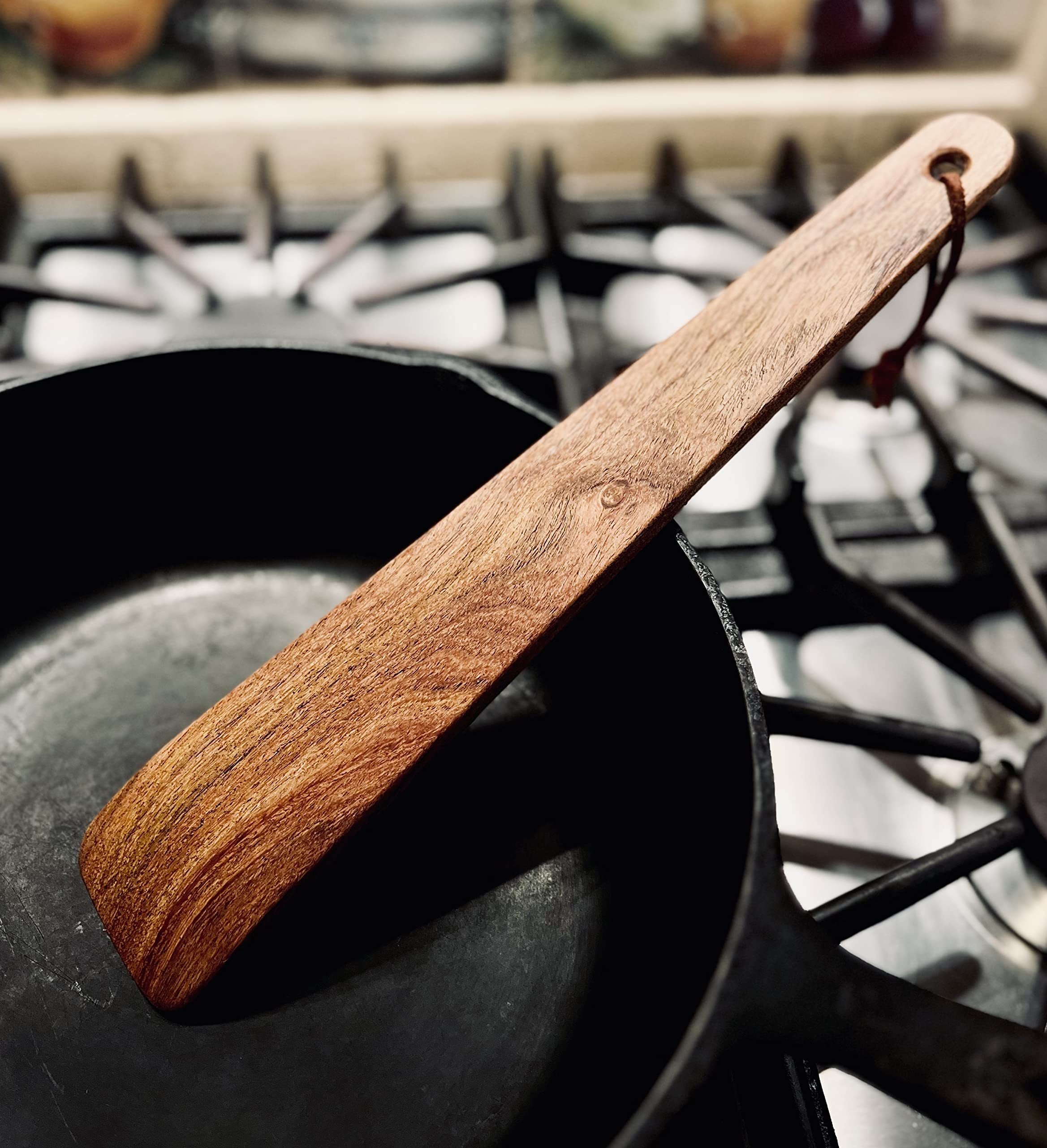 COWBOY SPATULA - Mesquite Wood TEXAS SLIM Handmade in Texas. Made in USA. Safe for nonstick, and cast iron cookware. Personalize it!