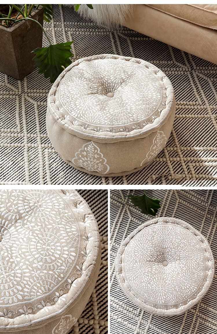 STUFFED Ottoman pouf Indian Embroidery Handmade Footstool for Gifting Purpose Floor-pouf storage stool Decorative Ottoman decorative item by Eyes Of Gypsy (D-7)