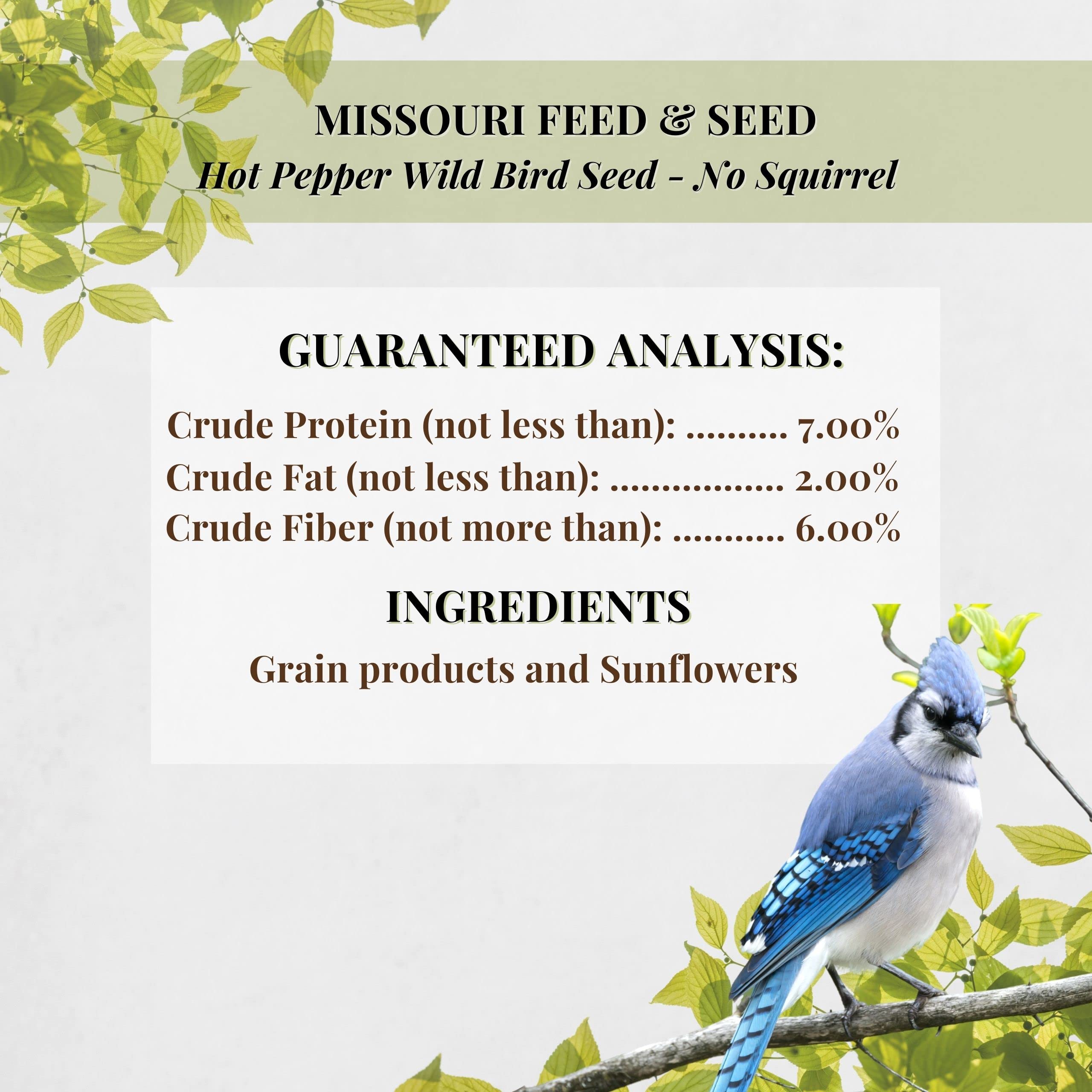 Missouri Feed & Seed Hot Pepper Wild Bird Seed No Squirrel 12 Pounds Hot Bird Seed