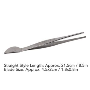 Biitfuu Bonsai Tweezers Stainless Steel Moon Spatula Head Stainless Steel Bonsai Tweezers for Curved Style (Straight)