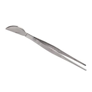 Biitfuu Bonsai Tweezers Stainless Steel Moon Spatula Head Stainless Steel Bonsai Tweezers for Curved Style (Straight)