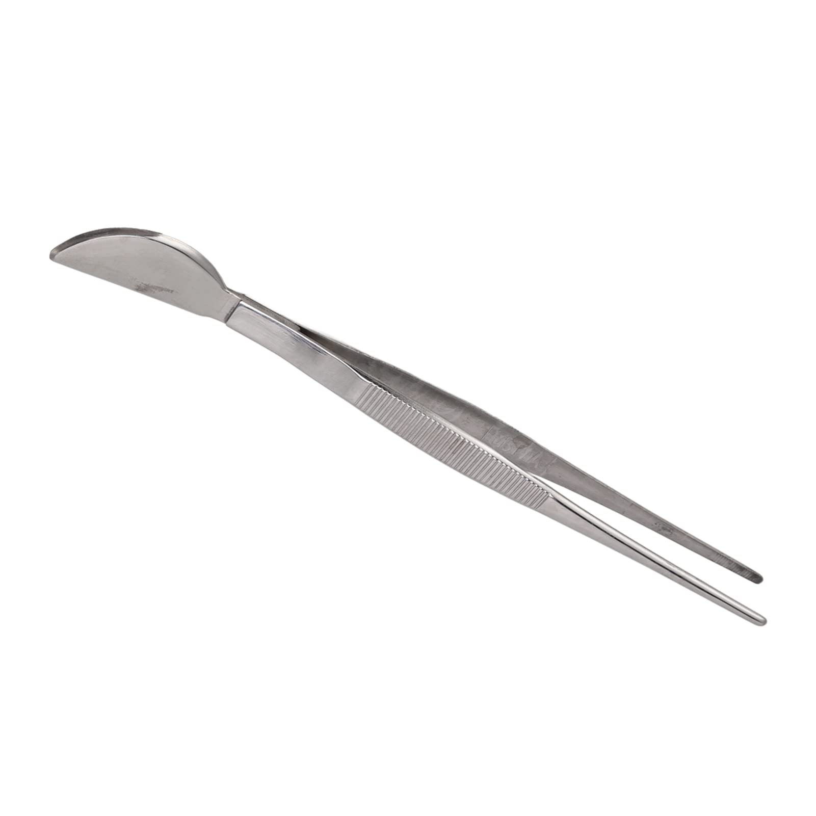 Biitfuu Bonsai Tweezers Stainless Steel Moon Spatula Head Stainless Steel Bonsai Tweezers for Curved Style (Straight)