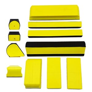 volsive 7pcs hand sanding block set, rectangle handheld sanding pad, hook and loop interchangeable assorted shapes, for sanding or polishing in auto body and paint shops - yellow