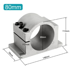 CNC Clamp Mount Bracket Support 80mm Cast Aluminium with 3pcs Screws for CNC Spindle Motor Water Cooled spindle Motor Air Cooled Spindle Motor 2.2KW or 1.5KW on CNC Router Machine