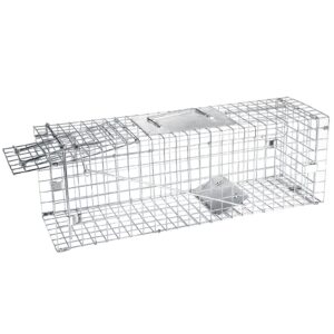 24" Heavy Duty Squirrel Trap for Attic,Humane Cat Trap Small Animal Trap Live Traps for Stray Cats, Rabbits, Raccoons, Skunks, Possums and More Rodents,Collapsible Steel Catch and Release Animal Cage