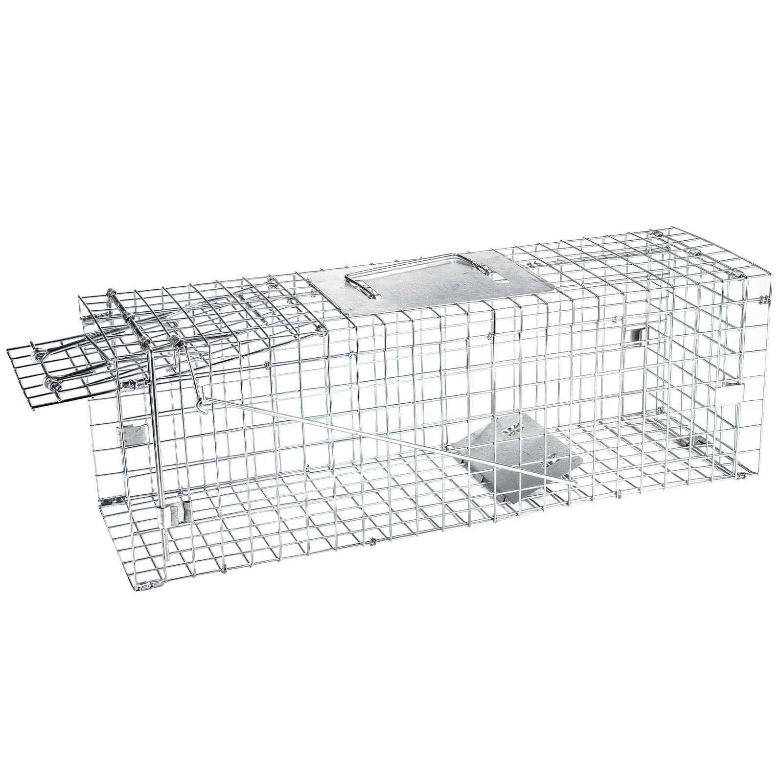 24" Heavy Duty Squirrel Trap for Attic,Humane Cat Trap Small Animal Trap Live Traps for Stray Cats, Rabbits, Raccoons, Skunks, Possums and More Rodents,Collapsible Steel Catch and Release Animal Cage