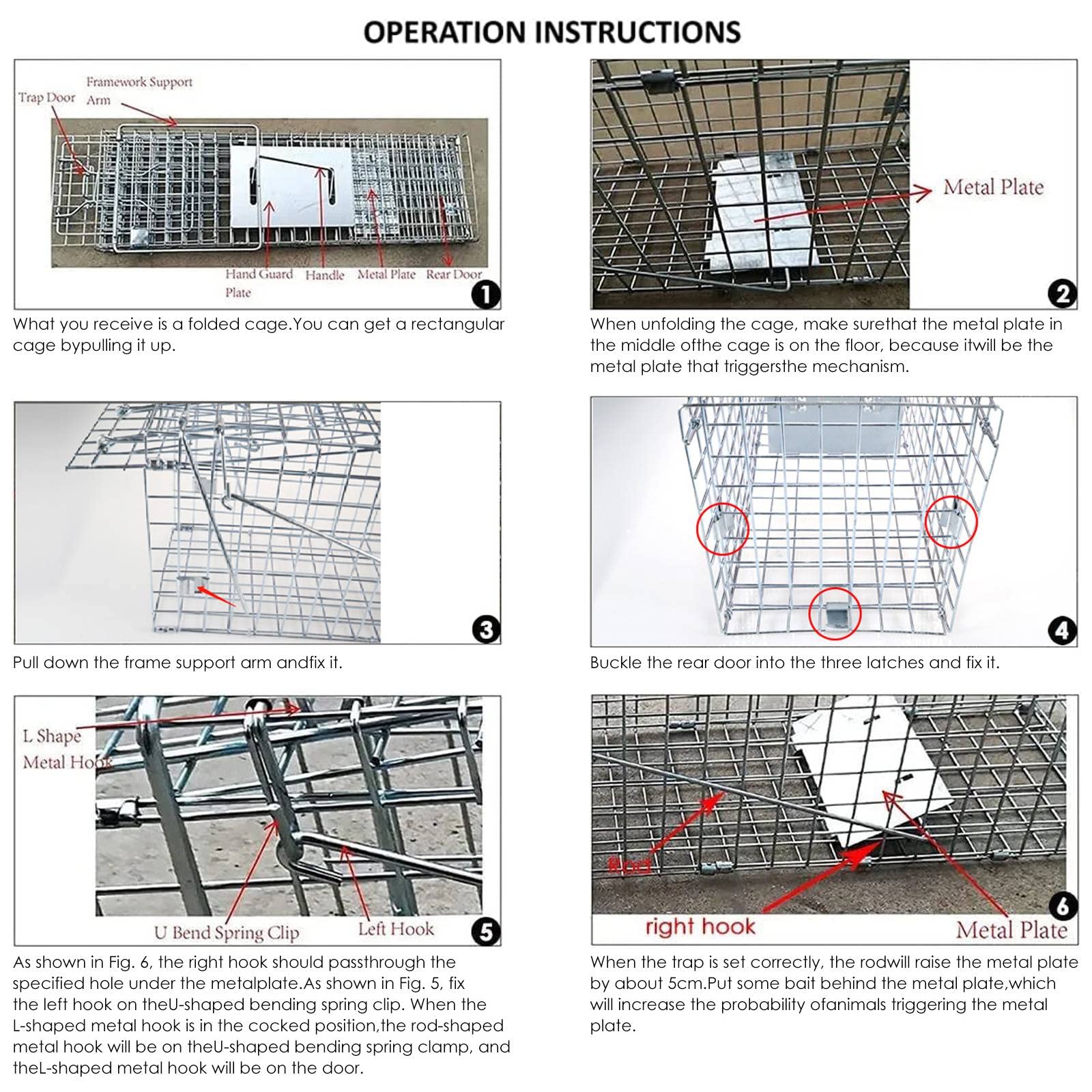 24" Heavy Duty Squirrel Trap for Attic,Humane Cat Trap Small Animal Trap Live Traps for Stray Cats, Rabbits, Raccoons, Skunks, Possums and More Rodents,Collapsible Steel Catch and Release Animal Cage