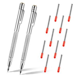 wxj13 2 packs tungsten carbide scriber with magnet, with extra 10 replacement marking tip, metal etching pen etching engraving pen fot ceramics/glass/metal sheet, stainless steel