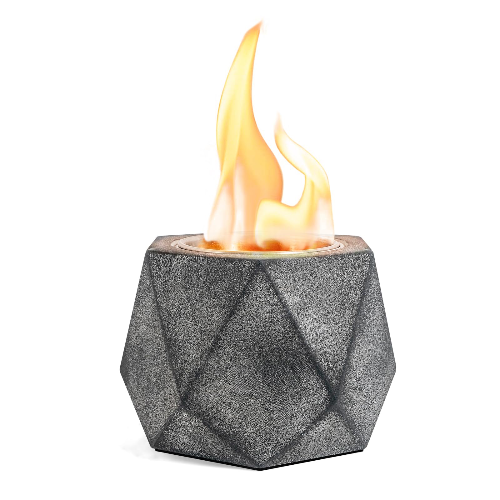 Table Top Fire Pit Bowl - Concrete Tabletop Fireplace Indoor Outdoor Decor Portable Rubbing Alcohol Burner Long Time Burning Smokeless Odorless Smores Maker with Fire Extinguisher