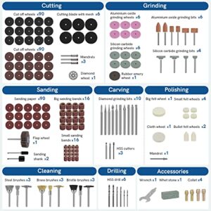 NEU MASTER Rotary Tool Accessories Kit, 381Pcs Accessory Set, Carving Polishing Drilling Kits,1/8"(3.2mm) Diameter Shanks Universal Fitment for Easy Cutting, Sanding, Grinding,Sharpening and Engraving