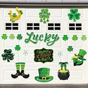 faccito 24 pcs st. patrick's day garage door decoration magnets irish party garage door magnet decals green shamrock refrigerator car magnets stickers for holiday party supplies home decor