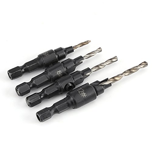 LIYJTK 1/4inch Hard Alloy Hex Shank HSS Drill Bits Fast Change #6#8#10#12 Countersink Woodworking Tool