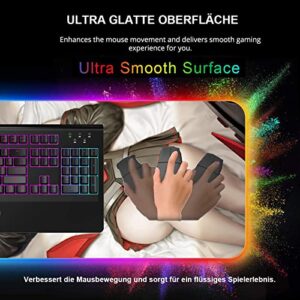 Mouse Pads Anime Girl Sexy Butt RGB Mouse Pad Gaming Accessories Luminous LED Laptop Gamer Keyboard Carpet Mat Desk 39.37 inch x19.68 inch -A8