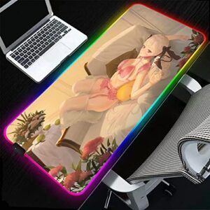 mouse pads anime girl sexy butt mouse pad rgb led mouse pad computer notebook pc glowing gaming accessories keyboard carpet mat 39.37 inch x19.68 inch -a9