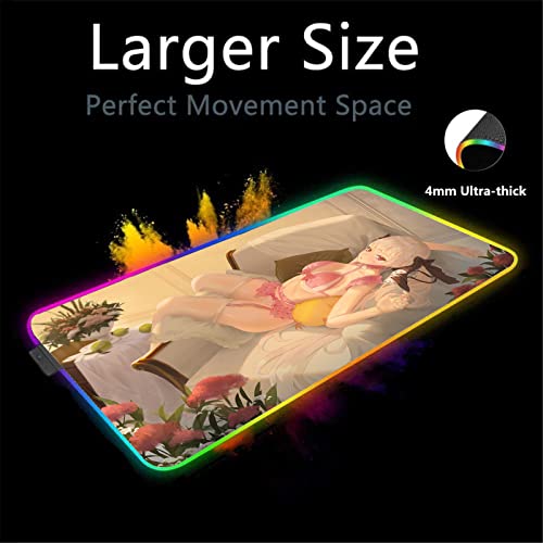 Mouse Pads Anime Girl Sexy Butt Mouse Pad RGB LED Mouse Pad Computer Notebook PC Glowing Gaming Accessories Keyboard Carpet Mat 39.37 inch x19.68 inch -A9