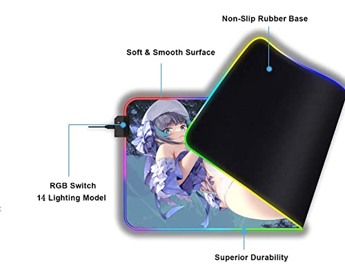 Mouse Pads Anime Girl Sexy Butt Mouse Pad RGB LED Mouse Pad XXL Computer Keyboard Carpet Pad Gaming Accessories Gamer PC USB Gaming Desk Mousepad 39.37 inch x19.68 inch -A5