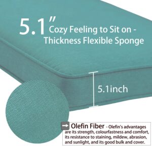 Aoodor 22'' x 24'' Outdoor Deep Seat Chair Cushion Set，Olefin Fabric Slipcover and Sponge Foam- Teal (Set of 2 Seats, 2 Backs, 2 Pillows