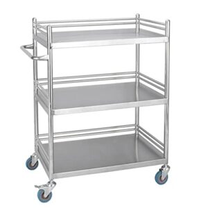 medical cart, lab rolling cart 3 shelves shelf stainless steel rolling cart, with dirt bucket & drawer spacious beauty salon rolling cart, for hospital dental clinic home ( color : standard , size : 6