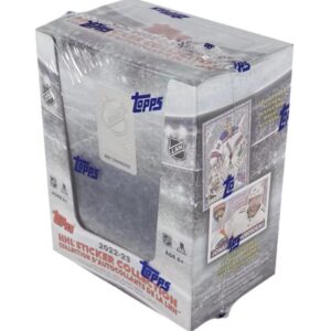 2022-23 NHL Topps Hockey Stickers Collection Factory Sealed Box 50 Packs. Smaller than regular sportscard, paper thin, See scans for details of the product