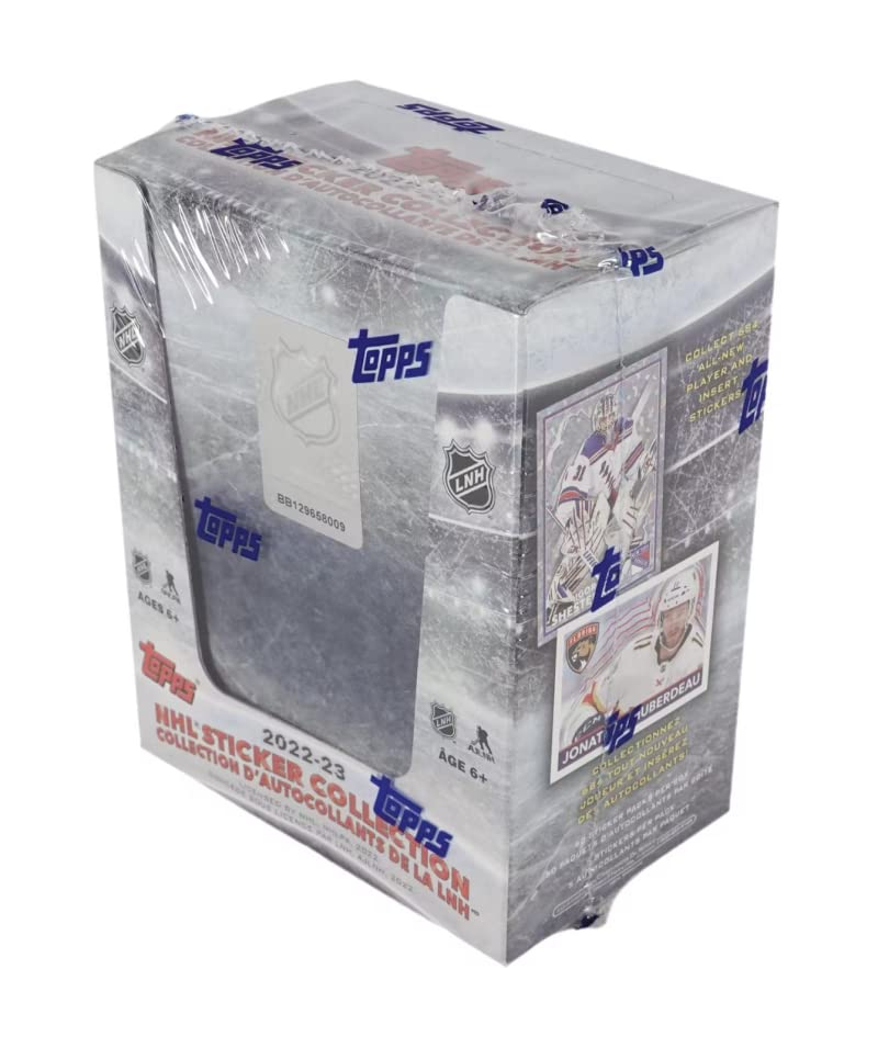 2022-23 NHL Topps Hockey Stickers Collection Factory Sealed Box 50 Packs. Smaller than regular sportscard, paper thin, See scans for details of the product