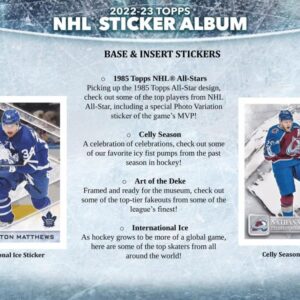 2022-23 NHL Topps Hockey Stickers Collection Factory Sealed Box 50 Packs. Smaller than regular sportscard, paper thin, See scans for details of the product