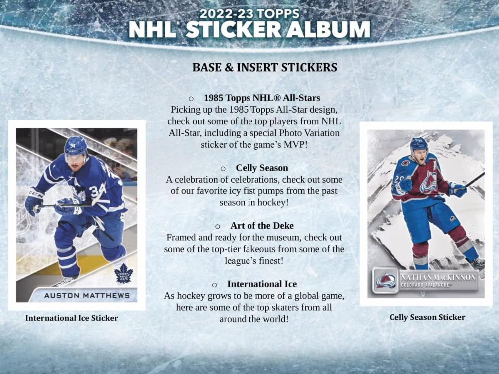 2022-23 NHL Topps Hockey Stickers Collection Factory Sealed Box 50 Packs. Smaller than regular sportscard, paper thin, See scans for details of the product